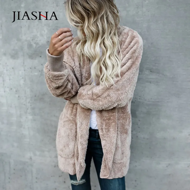 

Winter jacket women parkas 2019 new loose fur hooded winter coat women casual long pocket fleece female jacket parkas plus size