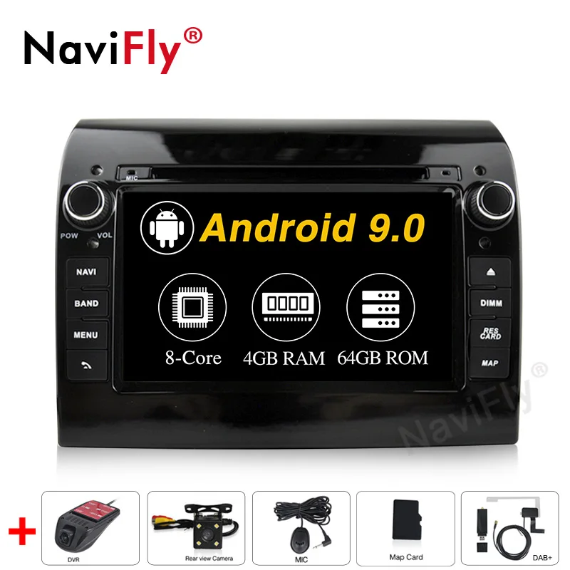 NaviFly Android 9,0 Восьмиядерный автомобильный DVD gps навигационный плеер для FIAT DUCATO автомобильный Радио стерео плеер с поддержкой Wi-Fi OBD DAB - Цвет: 64G camera DVR DAB