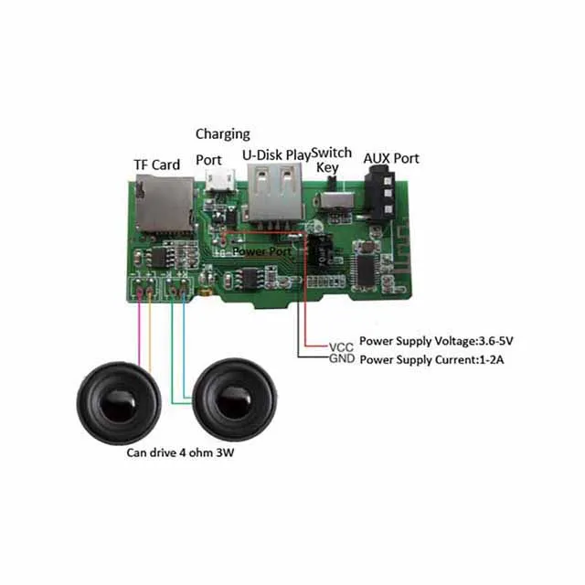 

A23-- 2x3W MP3 Decoder Board Wireless for bluetooth Audio Receiver Module U-Disk FM TF Card MP3 Player