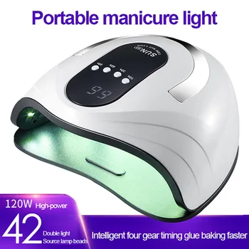 

120w Uv Led Nail Lamp Dryer Dual Hands 42pcs Led Uv Lamp Curing Uv Gel For Gel Varnish Auto Sensing Nail Manicure Tools 2020