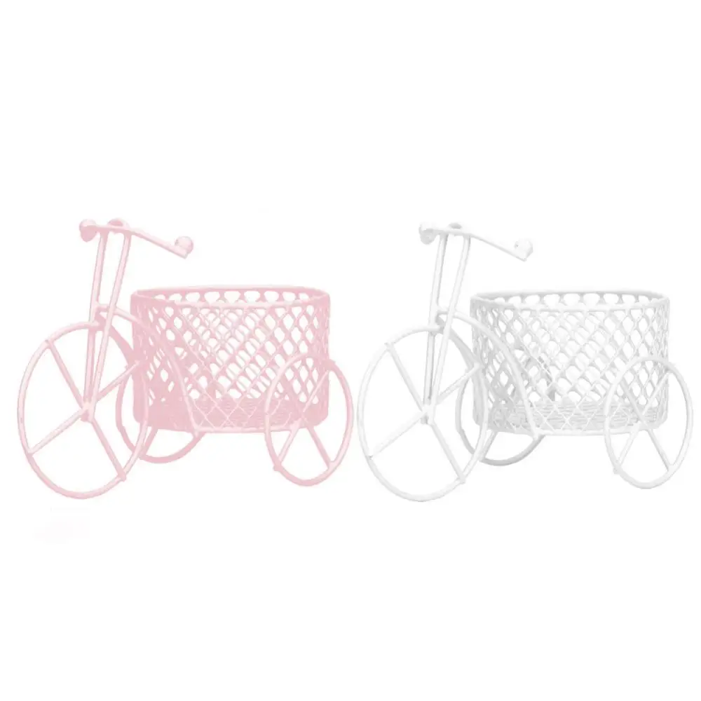 Ornament Crafts Pink White Candy Rack Sponge Storage Jewelry Container Iron Tricycle Car Rack Candy Box Sugar Shelf Home Decor
