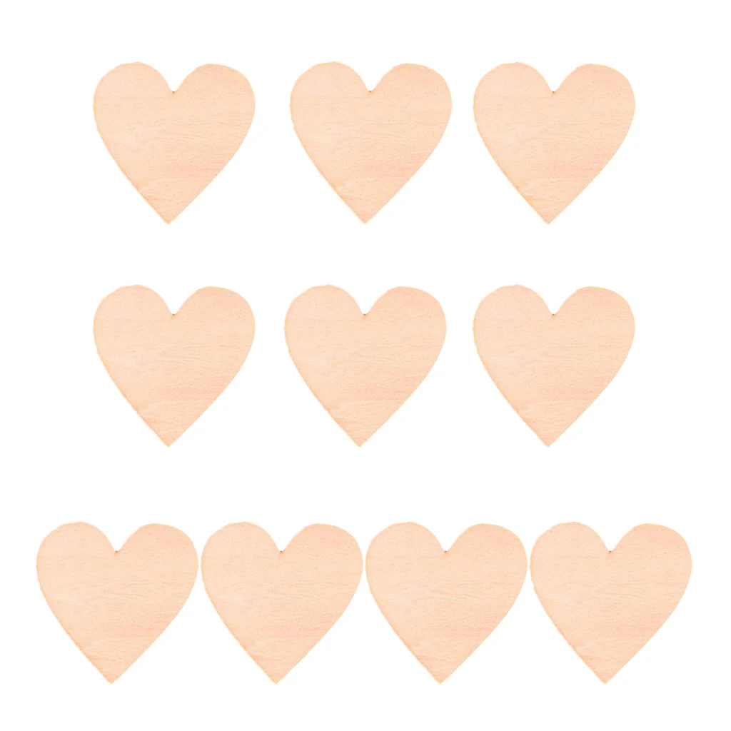 10pcs Unpainted Heart Shapes Kids Crafts Wooden Embellishments Crafts Wedding Decorations 10cm
