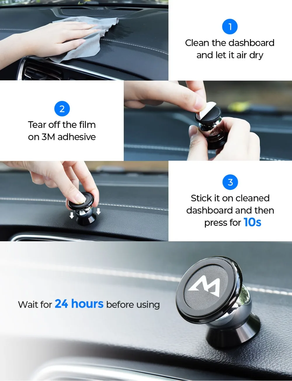 Mpow MCM18 Magnetic Car Phone Holder Universal Car Mount Holder Max Bearing Capacity 250g Phone Holder For iPhone X 876 Plus (4)