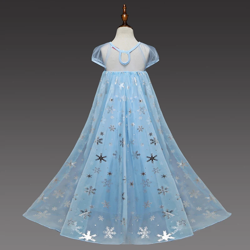 Bear Leader/платье принцессы для девочек; бренд; милые детские праздничные платья; сетчатая детская одежда с рисунком снежинок; синий костюм без рукавов