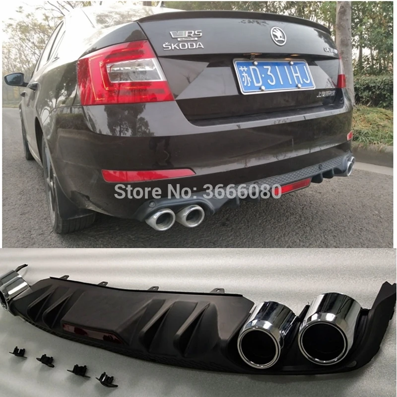 

High Quality ABS Black Rear Bumper Lip Trunk Spoiler Rear Diffuser Protector With Hole Car Styling For Skoda Octavia 2014-2018