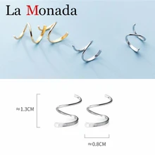 925 пробы серебряные Простые спиральные волнистые серьги минималистичные ювелирные изделия для женщин Подарки для девушек