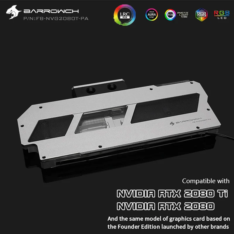 Barrowch FB-NVG2080T-PA цифровой термометр GPU блоки 5 в 3 Pin алюминиевый сплав панель, для основателя издание RTX2080Ti/2080