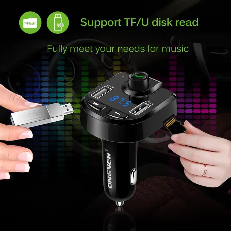 AOZBZ Bluetooth fm-передатчик Aux модулятор двойной зарядное устройство USB громкой связи автомобильный комплект автомобильный аудио mp3-плеер с 3.1A быстрой зарядки