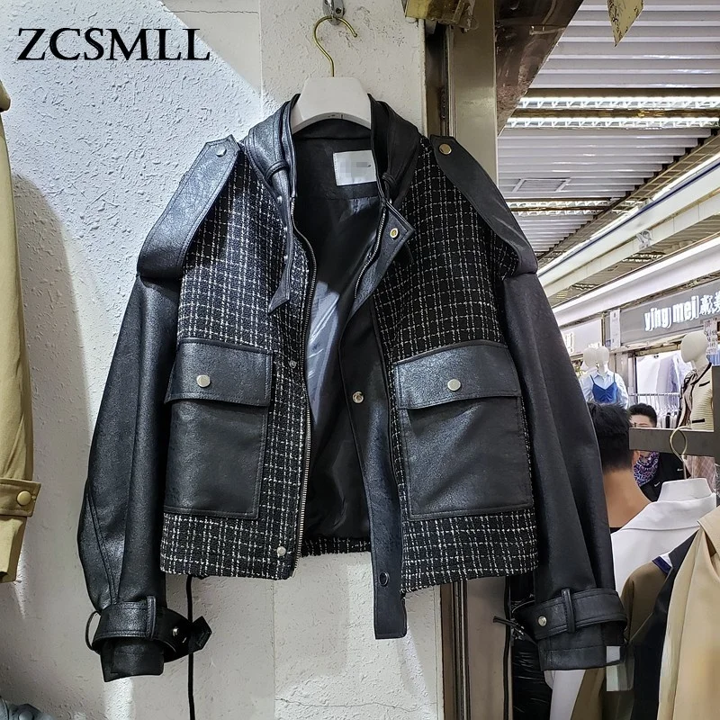 Новая свободная кожаная куртка ZCSMLL в Корейском стиле Женское пальто из