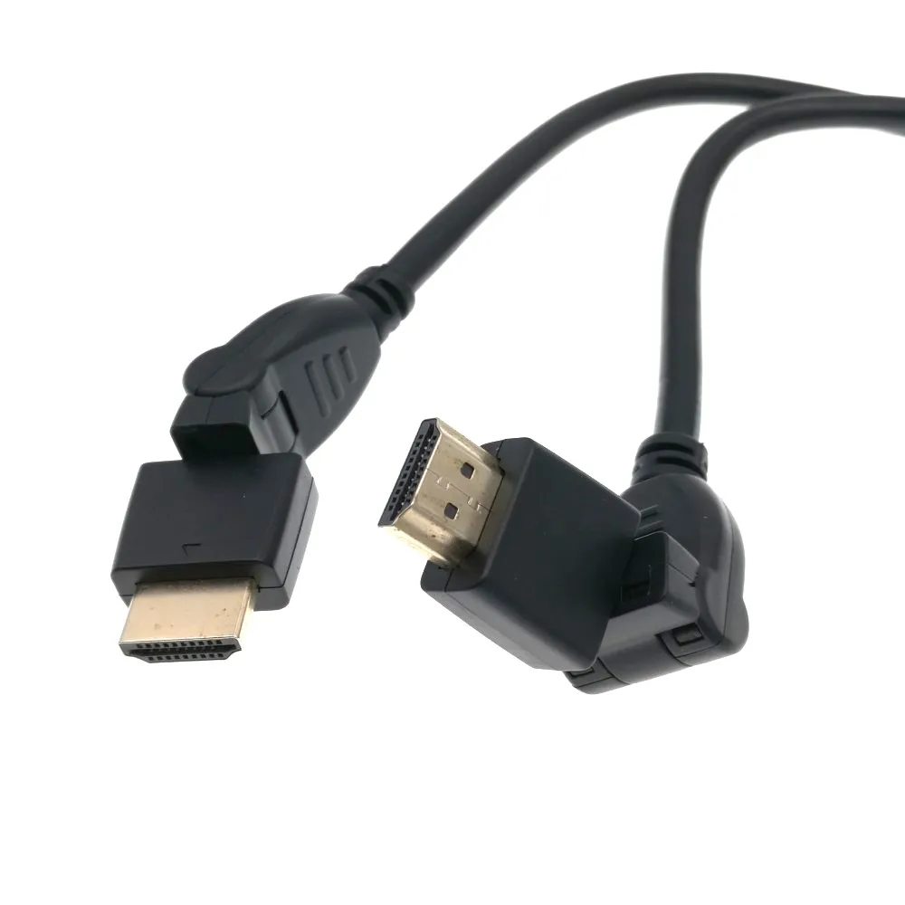 Black 360 градусов Угол Вращающийся Круглый HDMI1.4 папа к HDMI1.4 папа кабель с золотым разъемом 1,5 м - Цвет: Black