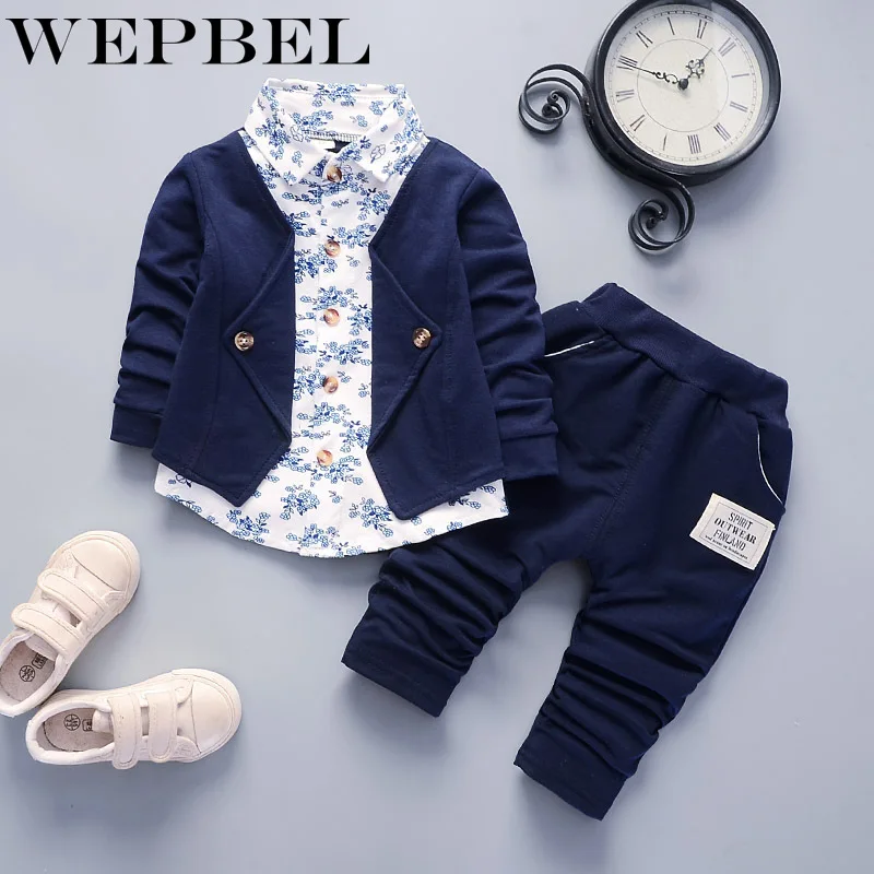 WEPBEL/комплект детской одежды для мальчиков; Повседневная модная летняя жилетка с длинными рукавами; рубашка; брюки; галстук; комплект детской хлопковой одежды из 4 предметов
