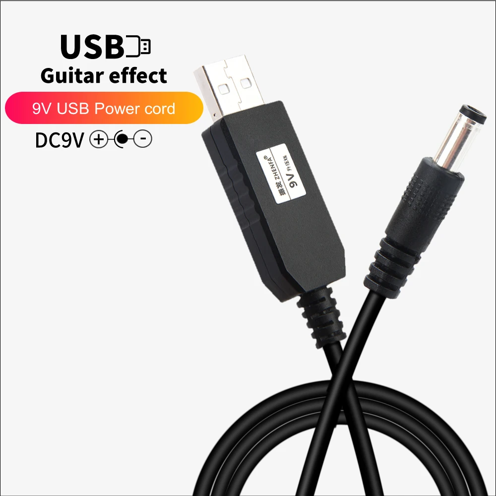 Zhenfa single block electric guitar effect pedal power adapter 9V 1A USB cable 5V to 9V power bank power supply internal negativ