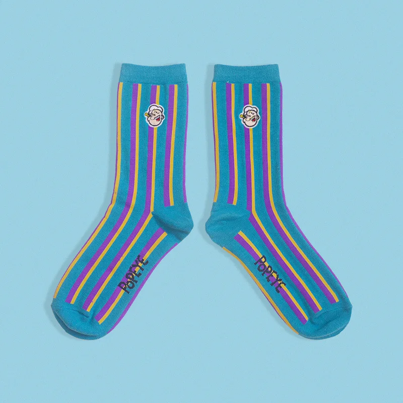 Новинка, высокое качество, милые хлопковые женские носки в стиле Харадзюку С героями мультфильмов, повседневные короткие носки - Цвет: Небесно-голубой
