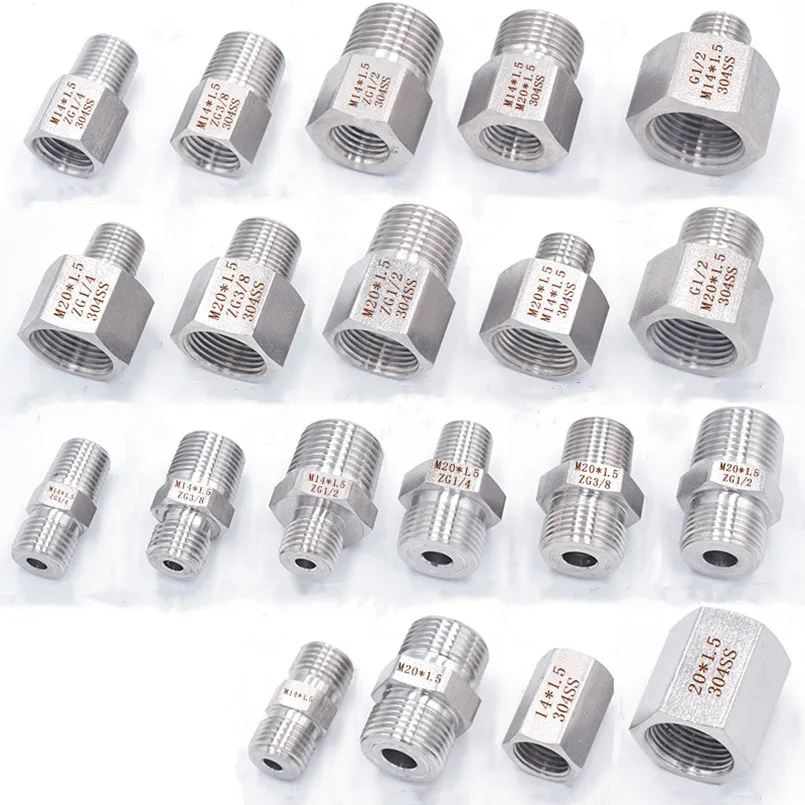Female Pipe-Fitting-Adapter Metric BSP 304-Stainless-Steel Reducing-Connector Thread