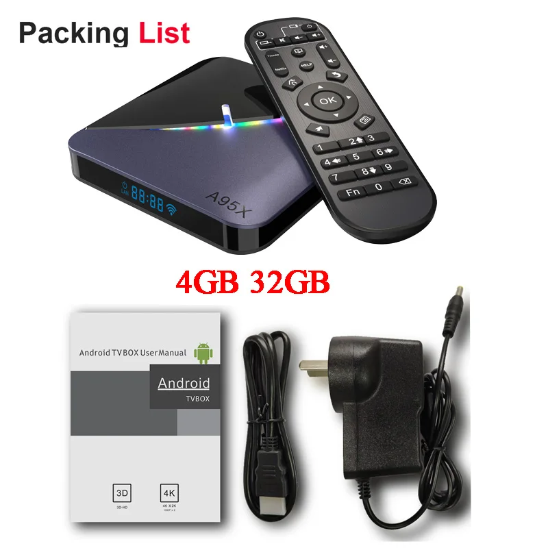 RGB светильник ТВ коробка A95XF3 Android 9,0 Amlogic S905X3 4 Гб 64 ГБ 32 ГБ двойной Wifi 8K 75fps Netflix Youtube медиаплеер 2GB16GB - Цвет: 4GB 32GB