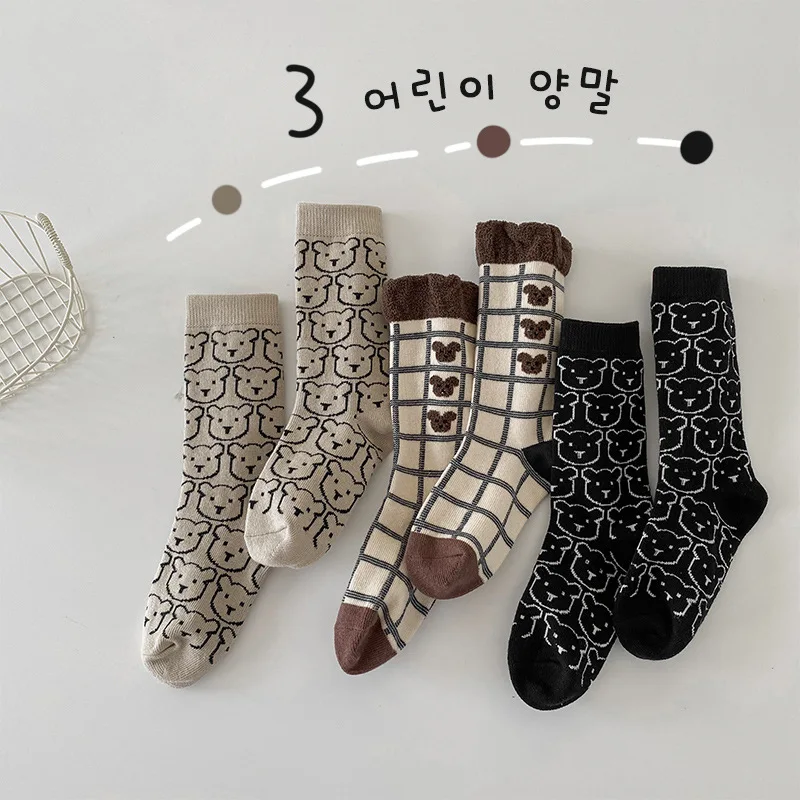 808.0¥ 51% OFF|MILANCEL 2021 Autumn Kids Socks Bear Pattern Children's Socks Girl Cotton Boy Bear S...