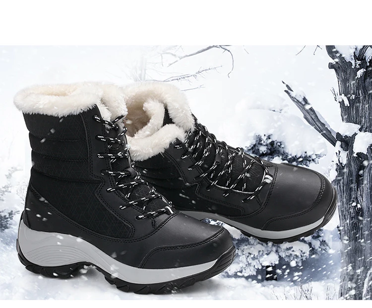 Women Boots Women Snow Boots Winter Warm Fur Platform Ankle Boots Women Shoes Fashion Lace Up Winter Shoes Female