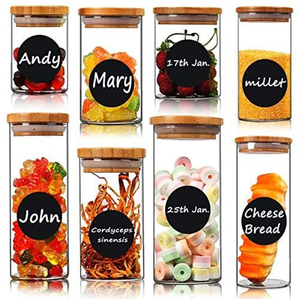 36 Pcs Round Chalkboard Blackboard Labels Sticker Reusable For Mason Spice Jam Jar Kitchen Storage Bottle Container Can With Pen