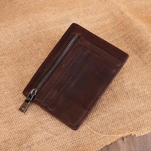 Slim RFID Blocking Leather Wallet Credit ID Card Holder Purse Money Case for Men Women Fashion Bag MRF33 - Цвет: Кофе