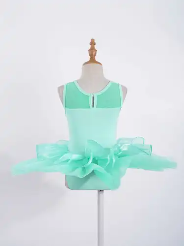 Child Tutu Ballet Dress Girls Ballerina Tulle Costume Sequins Mesh Splice Bowknot on Waist Gymnastics Leotard Kids Dancewear - Image 5