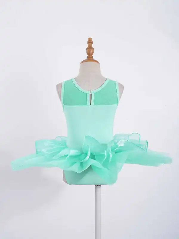 Child Tutu Ballet Dress Girls Ballerina Tulle Costume Sequins Mesh Splice Bowknot on Waist Gymnastics Leotard Kids Dancewear - Image 5