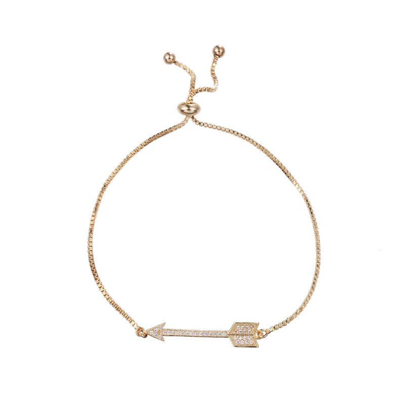 

baiduqiandu Brand Gold or Silver Color Plated Elegant CZ Crystal Cupid's Arrow Adjustable Bracelets for Women or Wedding