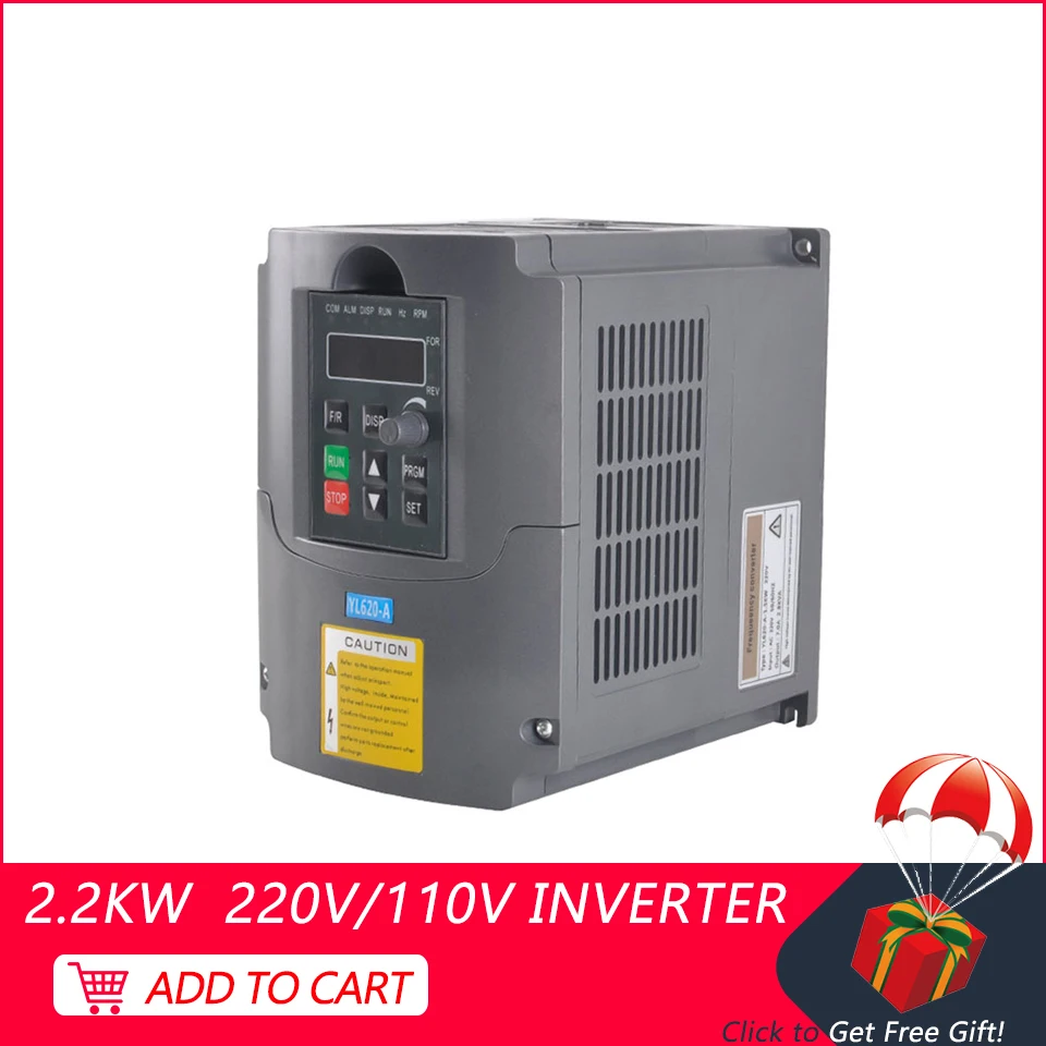 

Inverter 2.2kw 220v/110v CNC VFD Inverter Variable Frequency Driver inverter Single-phase Input For Spindle Milling Machine