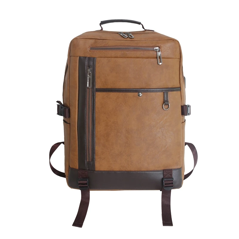 High Quality Backpack for Man PU Leather Bagpack Portfolio to School Mochilas Casual Large Schoolbag For Teenagers Boys Rucksack | Багаж и