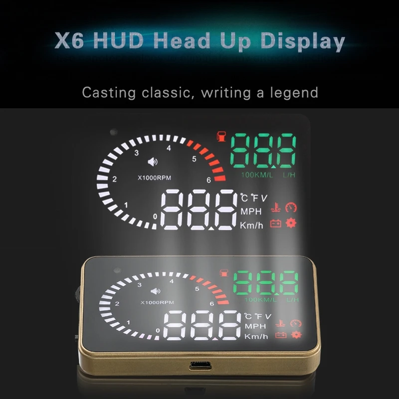 OBD2 HUD X6 PK A100 Автомобильный дисплей 3," светодиодный проектор на ветровое стекло OBD сканер скорости топлива Предупреждение сигнал тревоги данные диагностический инструмент