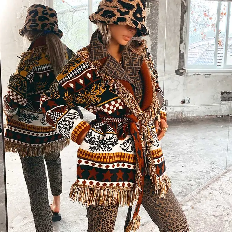 Boho Inspired luxury brand multicoloured cardigan women long