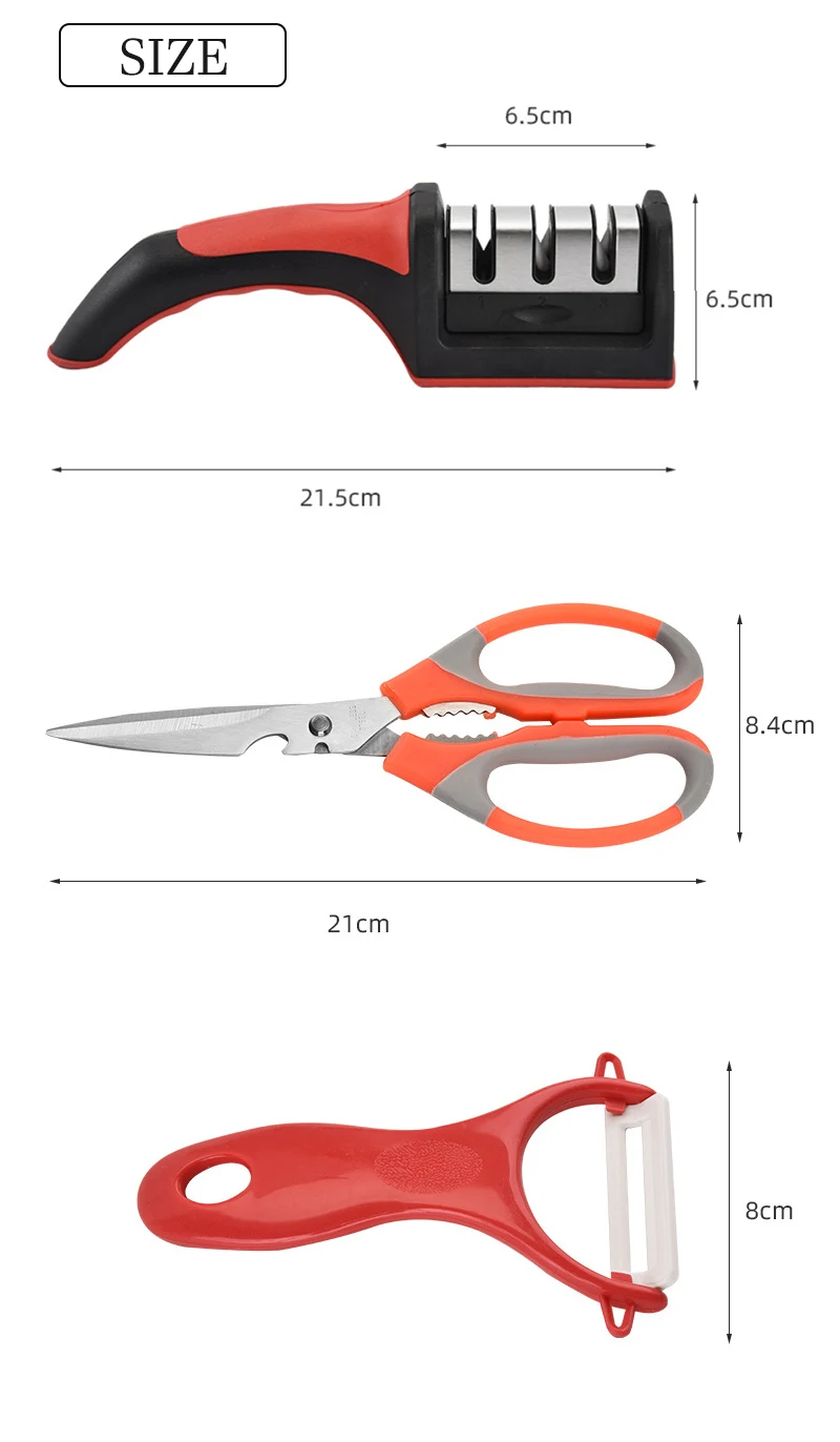 3 шт., новинка, точилка для ножей, профессиональная, кухонная, точильный камень, многофункциональная, нержавеющая сталь, ножницы, Овощечистка, резак