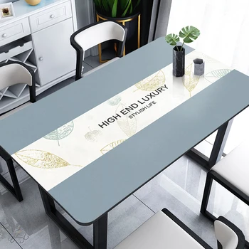 

Dining Table Cloth Leather Table Mat Nordic Grey Oil Proof Rectangular Party Tablecloth Waterproof Black And White New