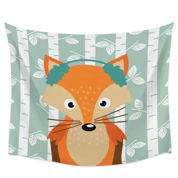 

Cartoon Fox White Birch Wall Decor Tapestries Wall Decor Bedspread Coverlet Curtain Sheet Towel Scarf Hypoallergenic Comfort