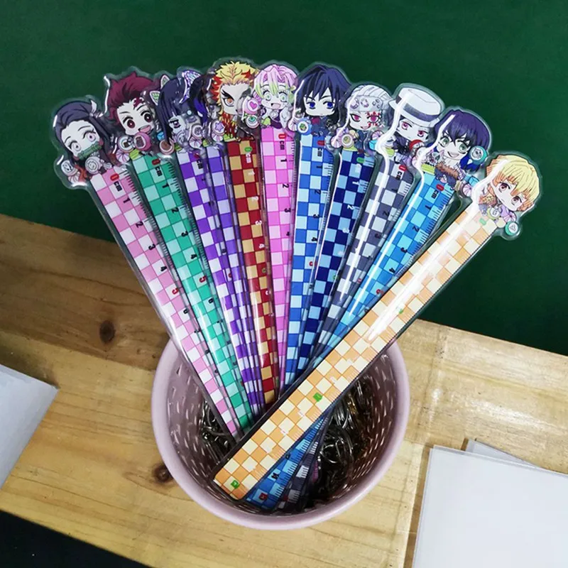 Anime demonio Cazavampiros: Kimetsu No Yaiba Kamado Tanjirou regla de Cosplay escala de medición en los estudiantes de dibujos animados medida gobernante regalo