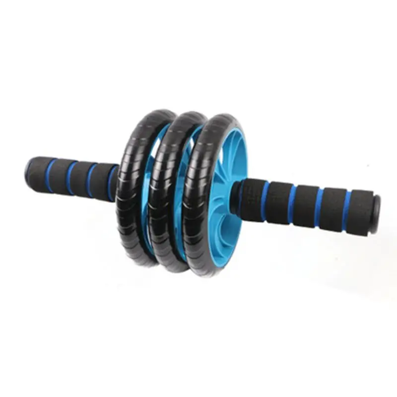 Синий Three-wheeled belly wheel, core training roller abdominal exercise equipment - Цвет: Синий