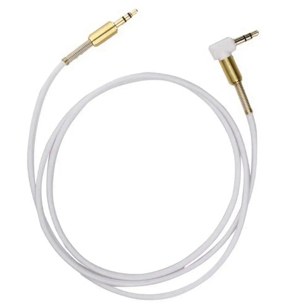 

90 Degree 3.5mm Stereo Audio AUX Cable Right Angle, Spring Male 101cm/39.7inch to Male For Headphone Home Car
