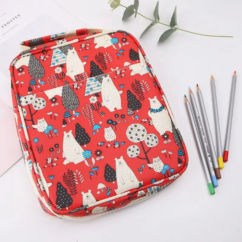 

Creative 150 Slot Large Capacity Cute Cartoon Floral Print Multifunctional Pencil Bag Pen Box Case Art Supplies