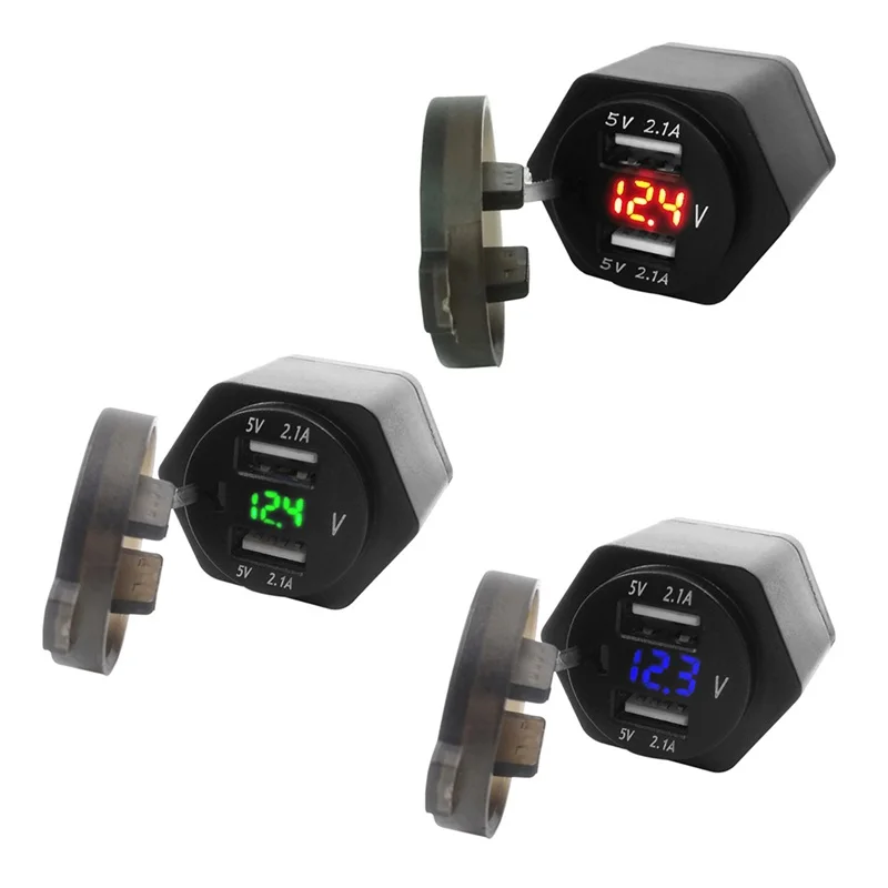 Мотоциклетное двойное зарядное устройство USB DIN разъем USB 4.2A вольтметр напряжение