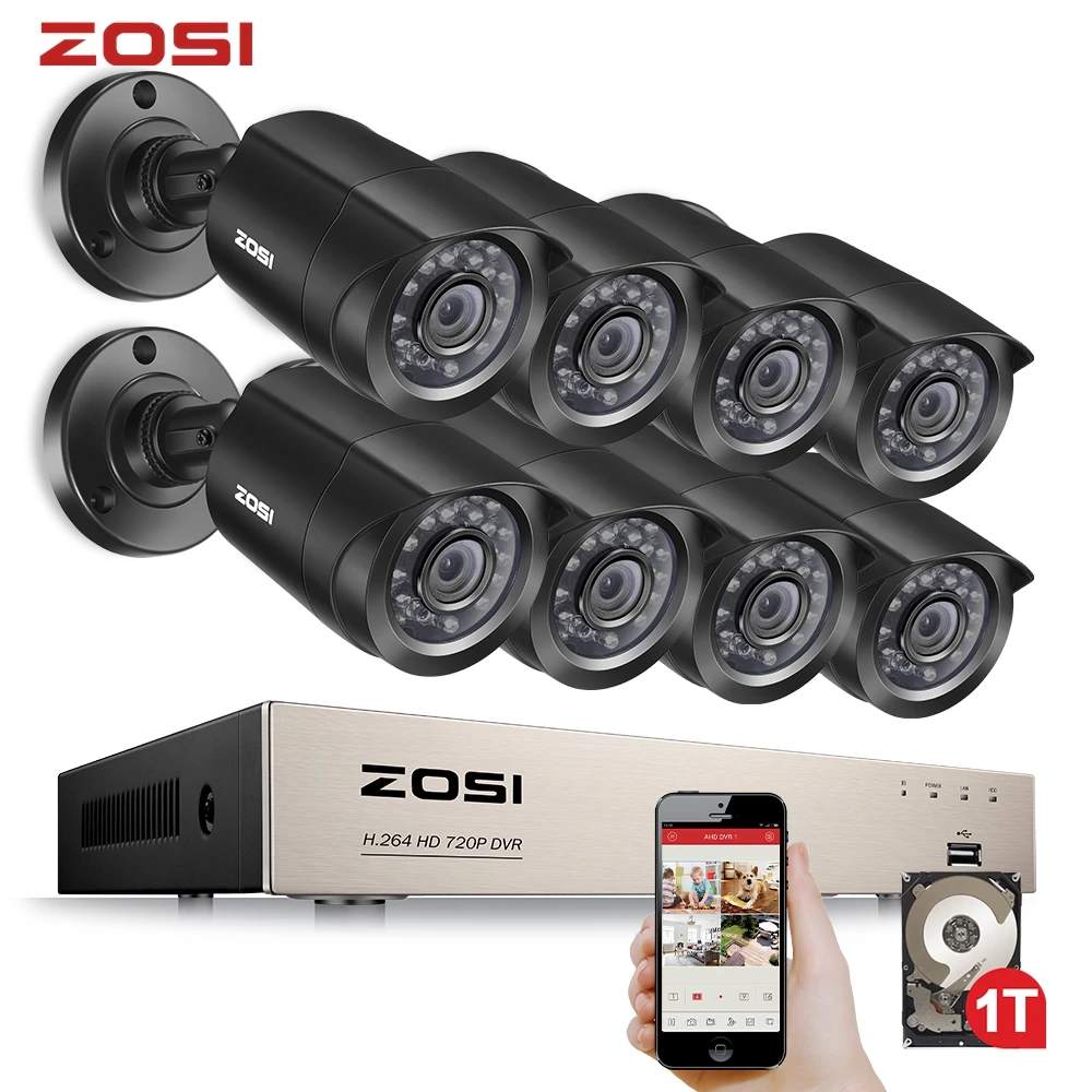 ZOSI 8CH Video Surveillance System 8x720P 1.0MP Outdoor/Indoor IR Weatherproof Home Security Cameras HD CCTV DVR kit|hdd 1tb|hdd camerahdd 1 - AliExpress