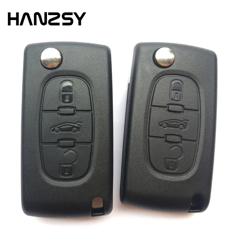 Флип чехол для PEUGEOT 407 307 308 207 208 607 с 3 кнопками и лезвием VA2/HU83|Ключ от авто| |
