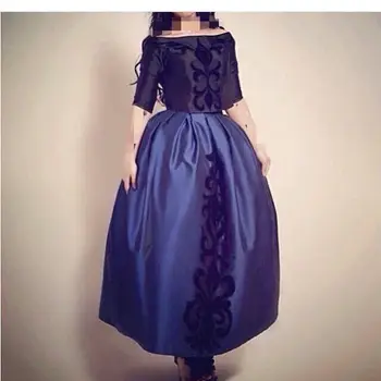 

Elegant Royal blue Taffeta Off the shoulder Ball gown Evening gown Saudi Arabia Formal kaftan long mother of the bride dresses