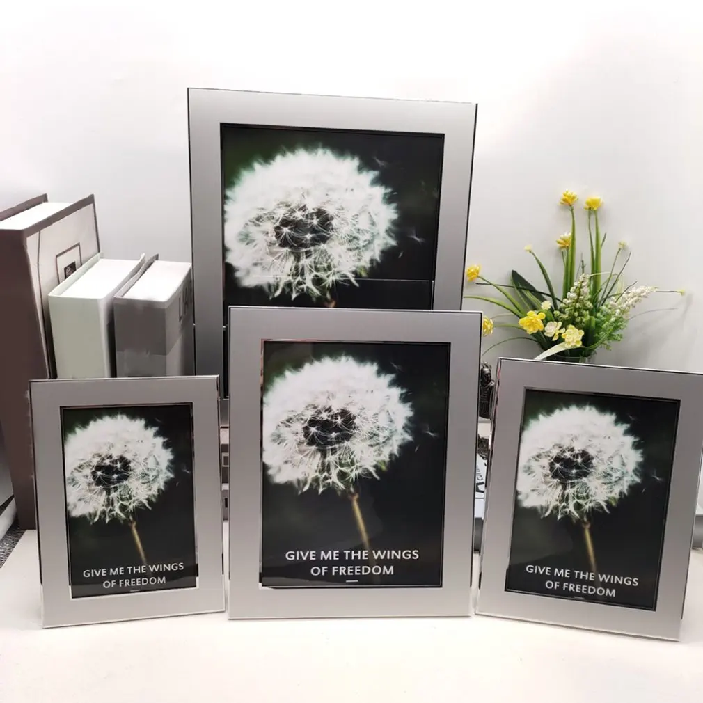 Light Luxury Silver 6/7/8/10 Inch Aluminum Frame Photo Frame Fashion Elegant Photo Frame for Home or Exhibition