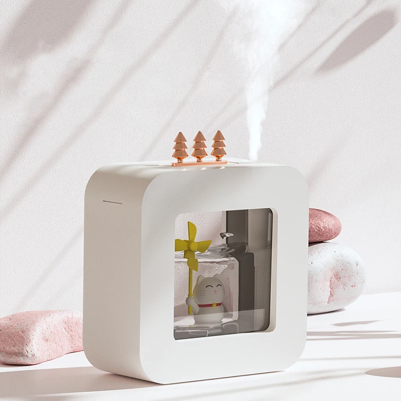 Portable Air Humidifier 450ml Cute Wireless Rechargeable USB Essential Oil Aroma Diffuser With Color Light For Home Office Car 4
