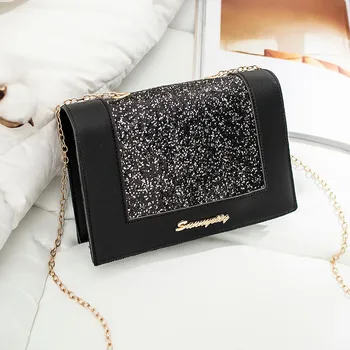 

Sequins Crossbody Bag For Women Chain Hasp Glitter Shoulder Bags 2020 Famous Brand Handbag For Ladies Party Clutch Small Purse