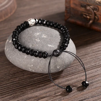 

Tibetan Six True Words Sign Charm Bracelets Handmade Braided Faceted Natural Stones