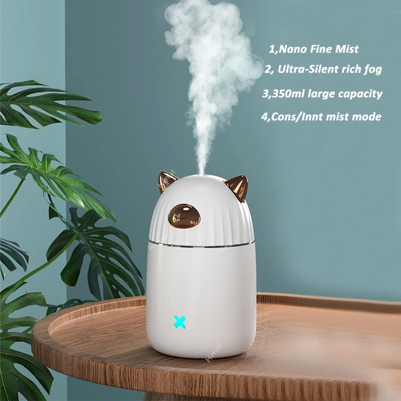 350ml Ultrasonic air humidifier USB pet car air fragrance essential oil diffuser with color light atomizer