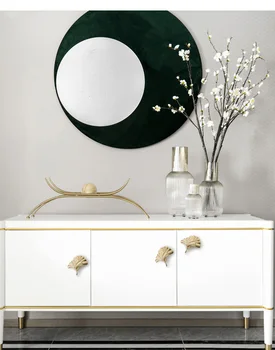 

Fashion creative luxury Ginkgo leaf furniture decorative hardware handle gold silverdrawer cupboard tv cabinet dresser knob pull