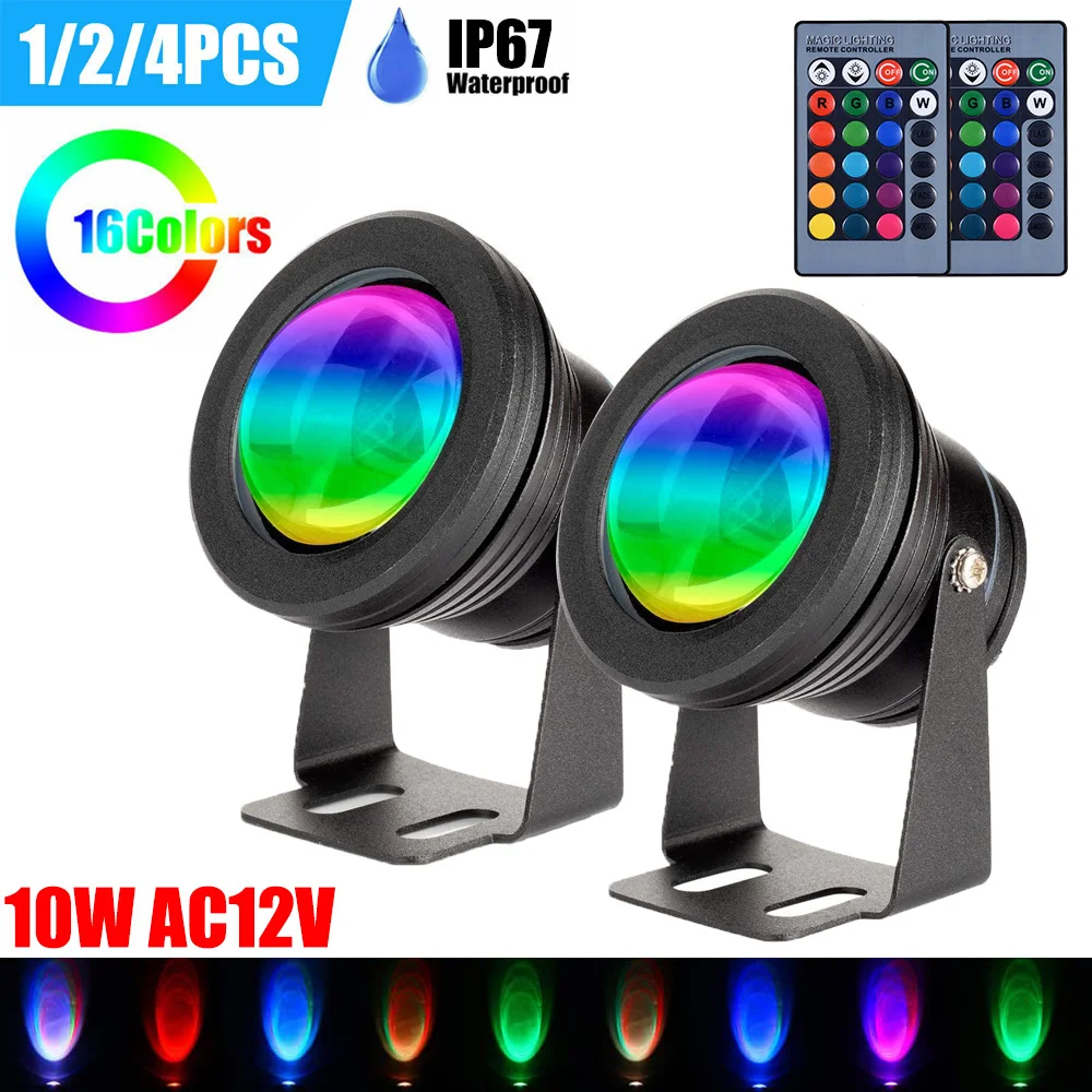 Waterproof RGB LED Underwater Flood Light Remote Control Fountain Swimming Pool Pond Aquarium Spotlight Lamp 12V Outdoor Decor submersible led pool lights