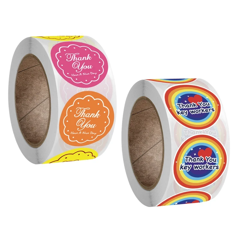 

500PCS Thank You Flower Sticker Gift Packaging Sealing Sticker Round Sticker Stationery Sticker Office Envelope Decorative Label