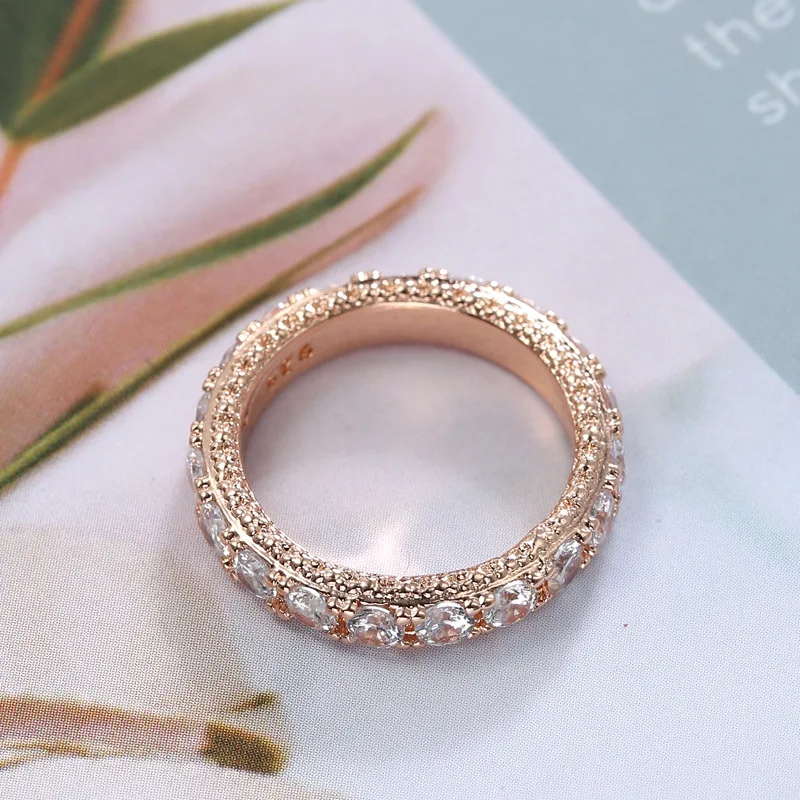 Модное свадебное &amp обручальное кольцо AAA + с фианитом розовое золото австрийские